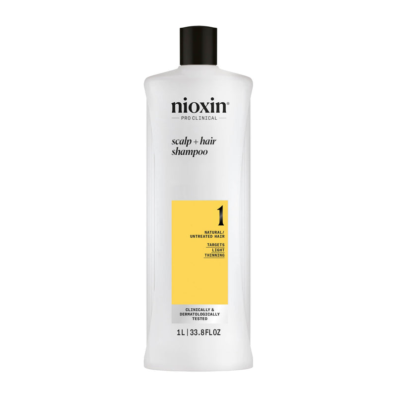 Nioxin System 1 Scalp + Hair Thickening Shampoo | For Natural Hair with Light Thinning | Strengthen Against Breakage with Niacinamide & Biotin 33.8 Fl Oz (Pack of 1)