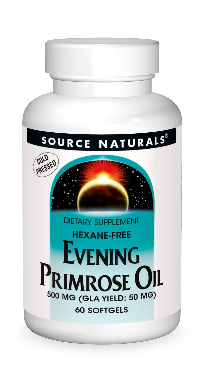 [Australia] - Source Naturals Evening Primrose Oil - Hexane-Free - 500mg - GLA Yield: 50 mg - Cold-Pressed - 60 Softgels 1 60 Count (Pack of 1) 