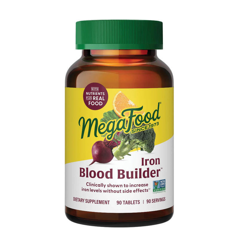 MegaFood Blood Builder Iron Supplement, Energy Support, Vegan, 90 Tablets | Increase Iron Levels Without Side Effects, Improves Energy Levels, B12, Folic Acid and Vitamin C for Absorption, 90 Servings Unflavored 90 Count (Pack of 1)