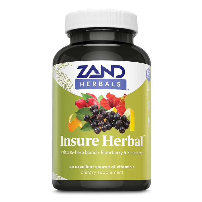 Zand Insure Herbal Immune Support | Vitamin C, Zinc, Echinacea, Elderberry & Herbal Blend w/ Elderberry, Ginger & More | Lab Verified | 120 Veg Caps