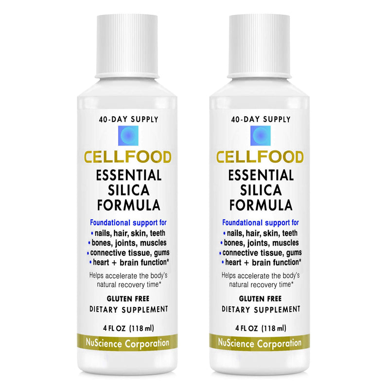 [Australia] - Cellfood Essential Silica Anti-Aging Formula, 4 fl oz, 2 Pack - Supports Healthy Bones, Joints, Hair, Skin, Nails, Teeth & Gums - Easy to Absorb - Gluten Free, Thiaminase Free, Non-GMO - 80-Day Supply Unflavored 4 Fl Oz (Pack of 2) 