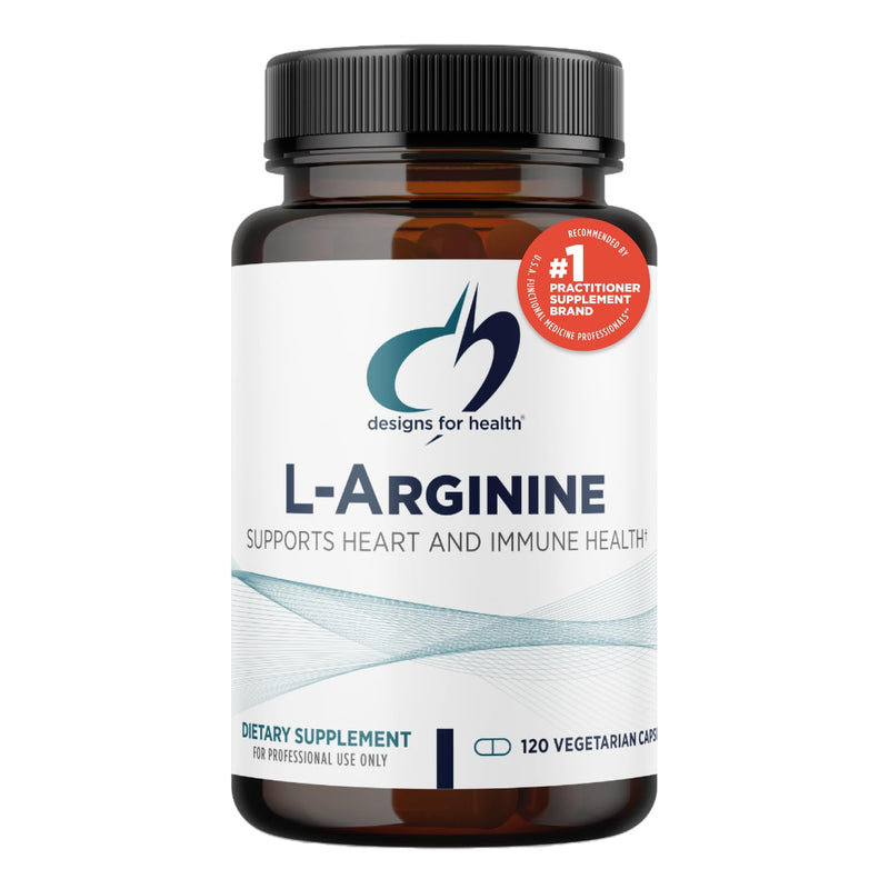 [Australia] - Designs for Health L-Arginine 750mg - Vegetarian Amino Acid Supplement + Nitric Oxide Precursor - Promotes Heart + Immune Health (120 Veg Capsules) Standard Packaging 