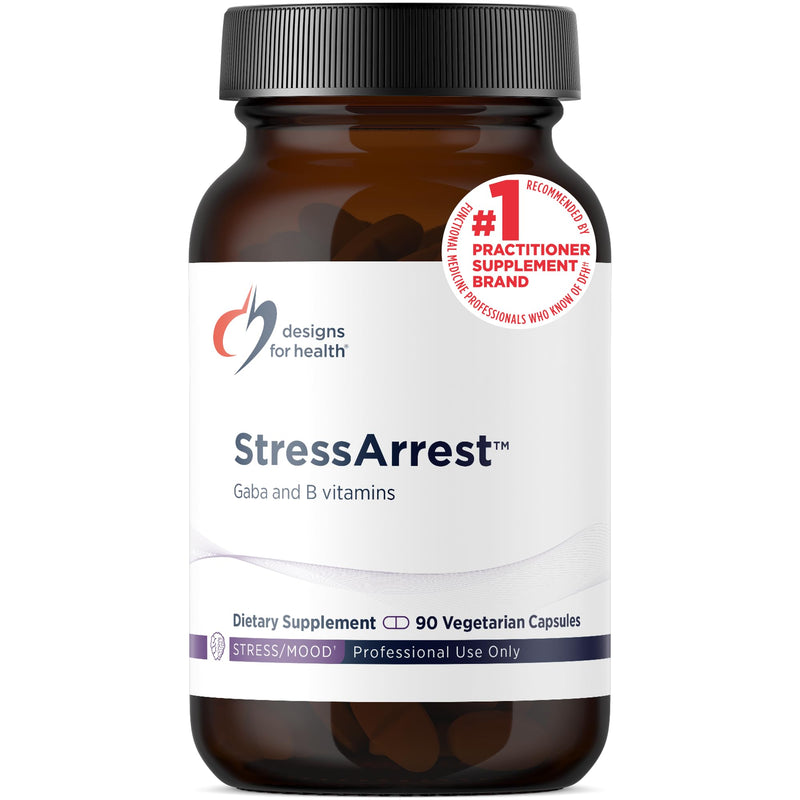 Designs for Health StressArrest - 300mg GABA with Glycine, Pantothenic Acid + Niacinamide (Vitamin B3) to Promote a Calm Stress Response - Non-GMO Gluten Free Supplement (90 Capsules)