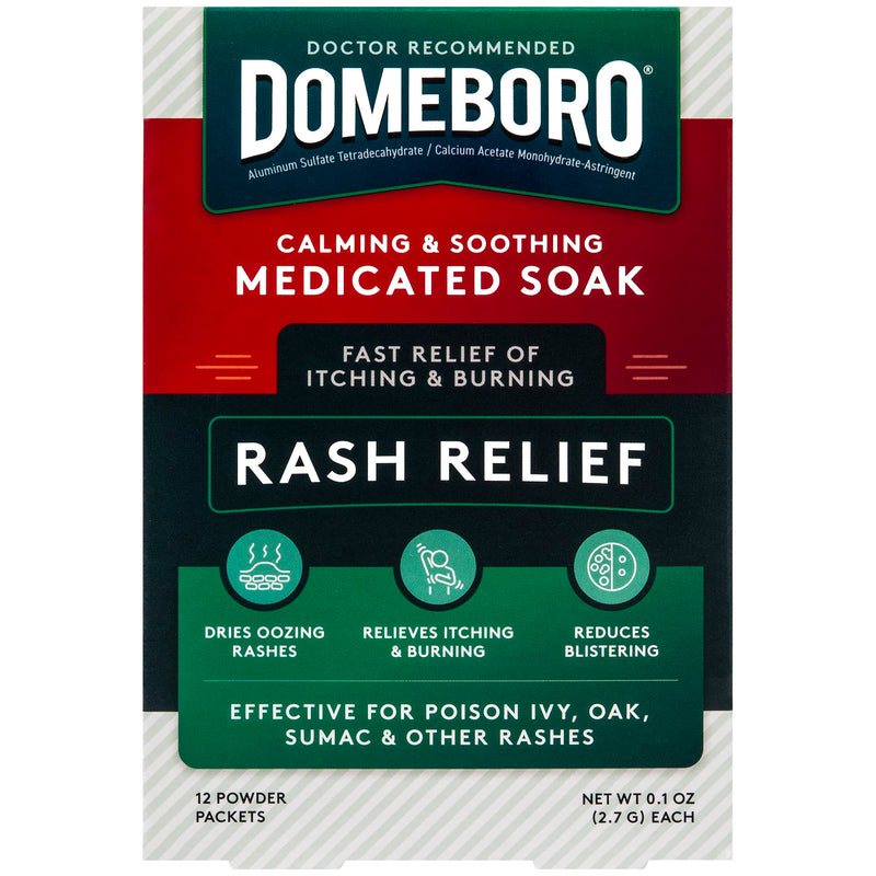 Domeboro Medicated Soak Rash Relief (Burow’s Solution), 12 Count (Pack of 1) - Packaging May Vary | Medicated soak powder helps relieve rash, dermatitis and poison ivy irritation with Burow's solution packets. 12 Count (Pack of 1)