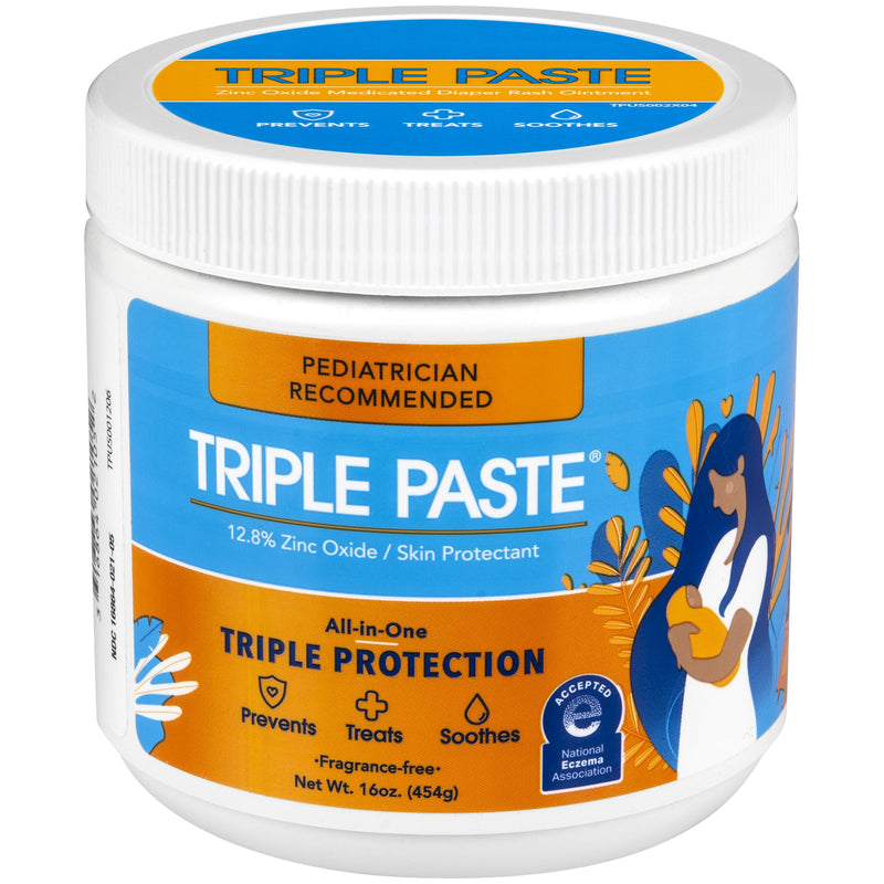 [Australia] - Triple Paste Diaper Rash Cream for Baby - 16 Oz Tub - Zinc Oxide Ointment Treats, Soothes and Prevents Diaper Rash - Pediatrician-Recommended Hypoallergenic Formula with Soothing Botanicals 16 Ounce 