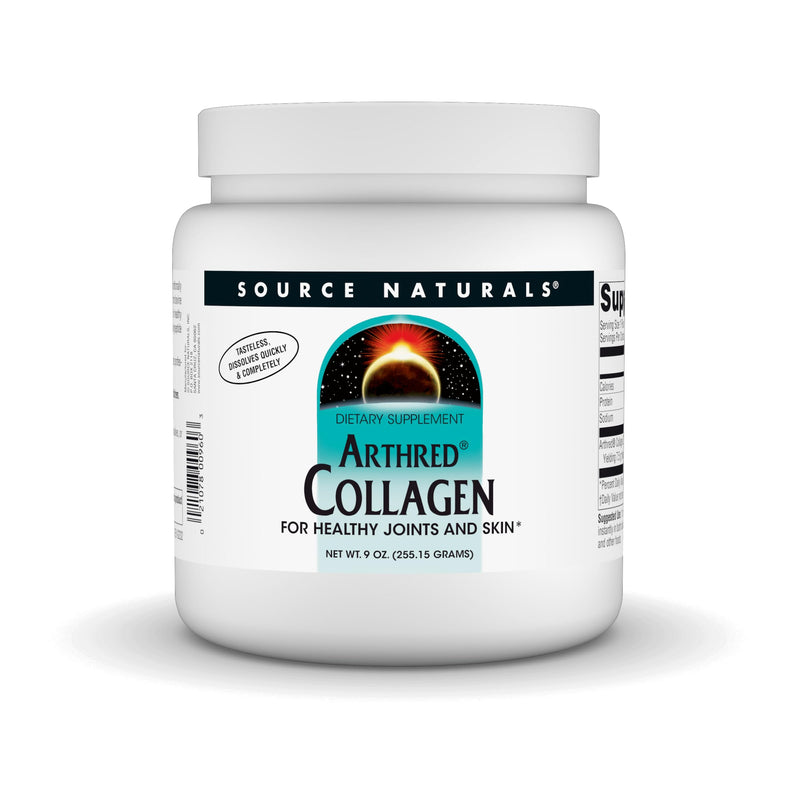 Source Naturals Arthred Collagen Protein Powder - Unflavored Quick Dissolve Hydrolyzed Peptides - Anti Aging Support For Bone, Joint & Skin Health - 9 oz (30 Servings) | Unflavored | Dissolves Quickly and Completely | Supports Healthy Skin and Joints*