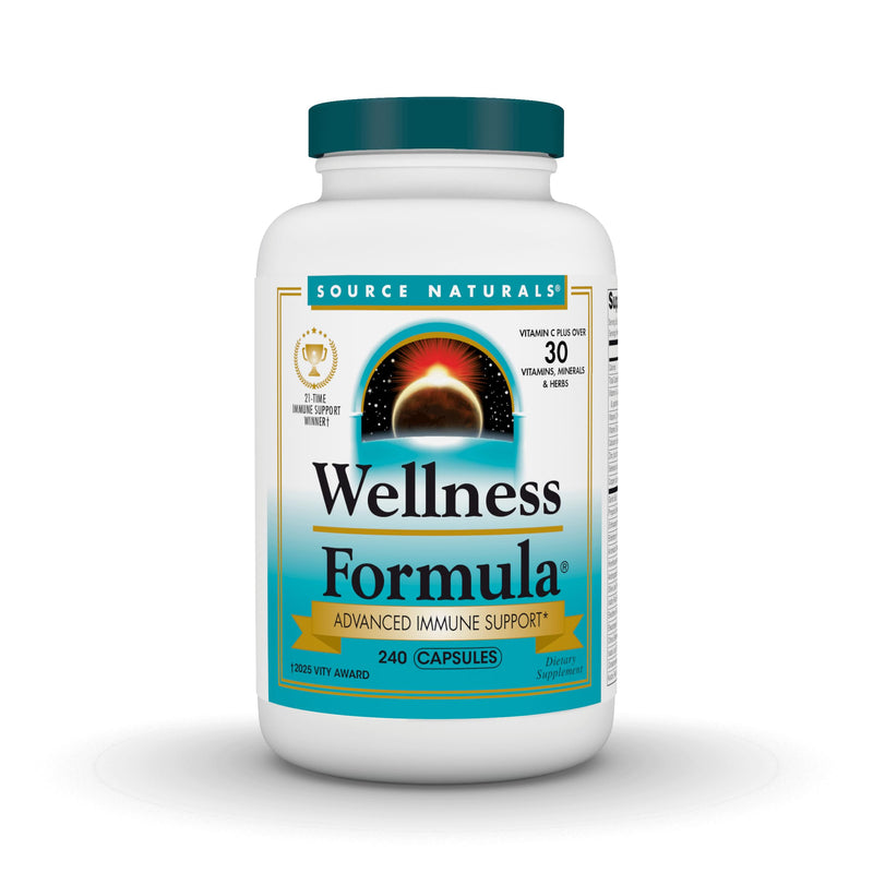 Source Naturals Wellness Formula, Advanced Immune Support - 240 Capsules | Bio-Aligned Vitamins & Herbal Defense with Vitamin C Plus 30 other Vitamins, Minerals & Herbs for Immune System Support Unflavored 240 Count (Pack of 1)