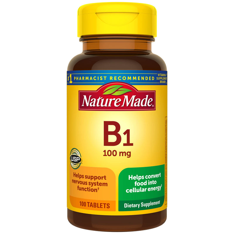 [Australia] - Nature Made Vitamin B1 100 mg, Dietary Supplement for Energy Metabolism Support, 100 Tablets, 100 Day Supply No Artificial Flavors 100 Count (Pack of 1) 