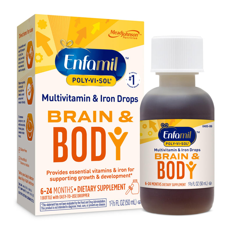 Enfamil Baby Vitamins Enfamil Poly-Vi-Sol 8 Multi-Vitamins & Iron Supplement Drops for Infants & Toddlers, Supports Growth & Development, 50 mL Dropper Bottle 1.69 Fl Oz (Pack of 1)