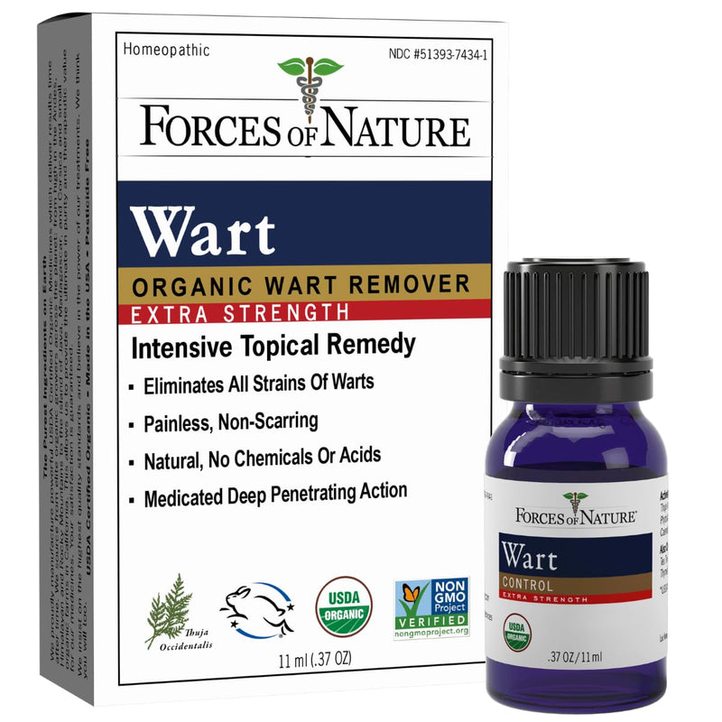 [Australia] - Forces of Nature Wart Control Extra Strength, Organic Homeopathic Medicine for Gentle Removal of Plantar Warts on Feet and Hands, Natural Ingredients, Tea Tree, Northern White Cedar, 11ml ,0.37 fl oz 0.37 Fl Oz (Pack of 1) 