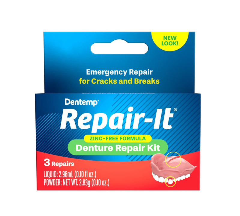 [Australia] - Dentemp Repair Kit - Repair-It Advanced Formula Denture Repair Kit - Repairs Broken Dentures, Mends Cracks and Replace Loose Teeth 3 Count 