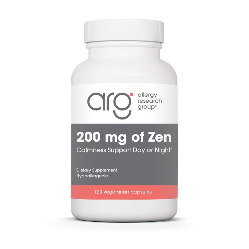 Allergy Research Group ARG 200 mg of Zen L-Theanine and GABA, 120 Capsules | 200 mg L-Theanine and 550 mg GABA for Calm and Stress Balance, Vegetarian and Hypoallergenic 120 Count (Pack of 1)