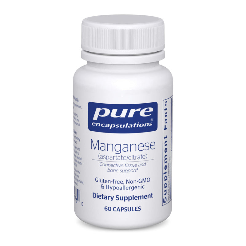 [Australia] - Pure Encapsulations Manganese (Aspartate/Citrate) | Hypoallergenic Trace Mineral Supplement for Connective Tissue and Bones | 60 Capsules 60 Count (Pack of 1) 