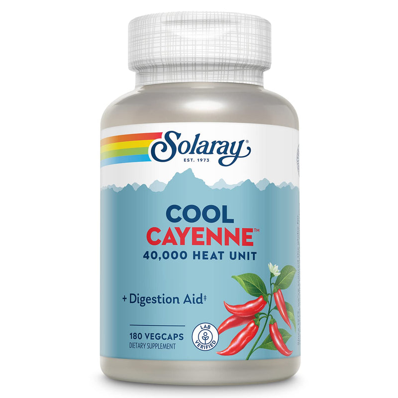 [Australia] - SOLARAY Cool Cool Cayenne 40,000 HU, Healthy Digestion, Circulation, & Cardiovascular Support 180 VegCaps 180 Count (Pack of 1) 
