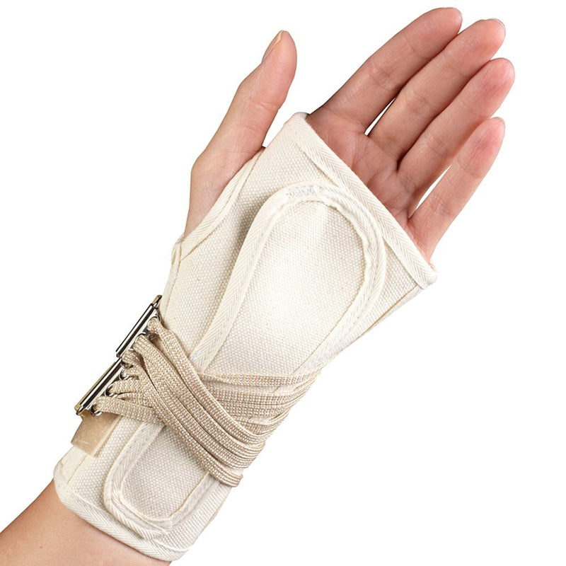 [Australia] - OTC Wrist Splint, Prop-Up Lacing for Carpal Tunnel Relief, Canvas, White, Left Hand, Large Large (Pack of 1) Ivory (Left Hand) 