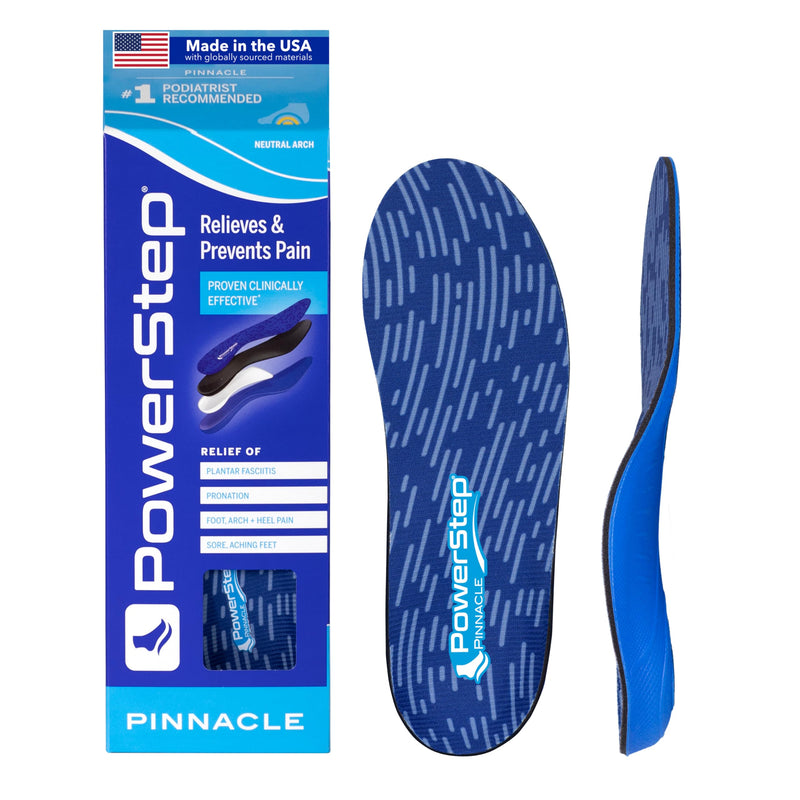 [Australia] - PowerStep Pinnacle Insoles - Orthotics for Plantar Fasciitis Relief ‚Äì Made in USA Orthotic Insoles for Arch Support with Moderate Pronation - #1 Podiatrist Recommended (M 6-6.5 W 8-8.5) Men's Size 6-6.5 / Women's Size 8-8.5 Blue 