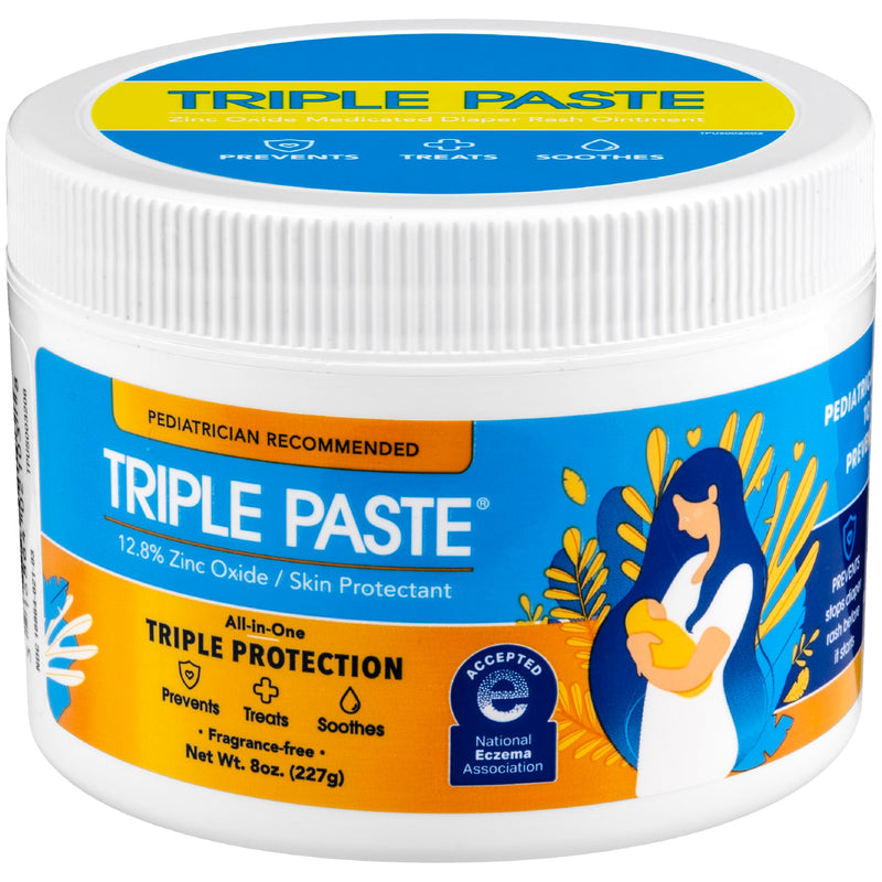 [Australia] - Triple Paste Diaper Rash Cream for Baby - 8 Oz Tub - Zinc Oxide Ointment Treats, Soothes and Prevents Diaper Rash - Pediatrician-Recommended Hypoallergenic Formula with Soothing Botanicals 8 Ounce 