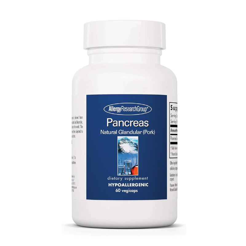 [Australia] - Allergy Research Group Pancreas Pork Supplement - Pancreas Natural Glandular, 425mg Pancreatic Enzymes, Digestive Enzymes Amylase, Protease - 60 Count 60 Count (Pack of 1) 