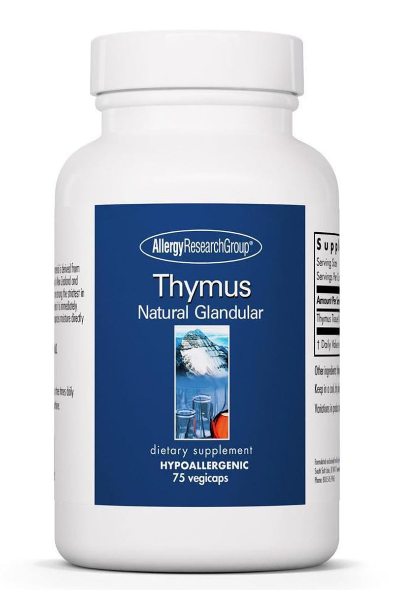[Australia] - Allergy Research Group Thymus Supplement - Thymus Tissue, Glandular Extract, 1000mg Raw Thymus Glandular, Ovine, Lyophilized, Hypoallergenic - 75 Count 