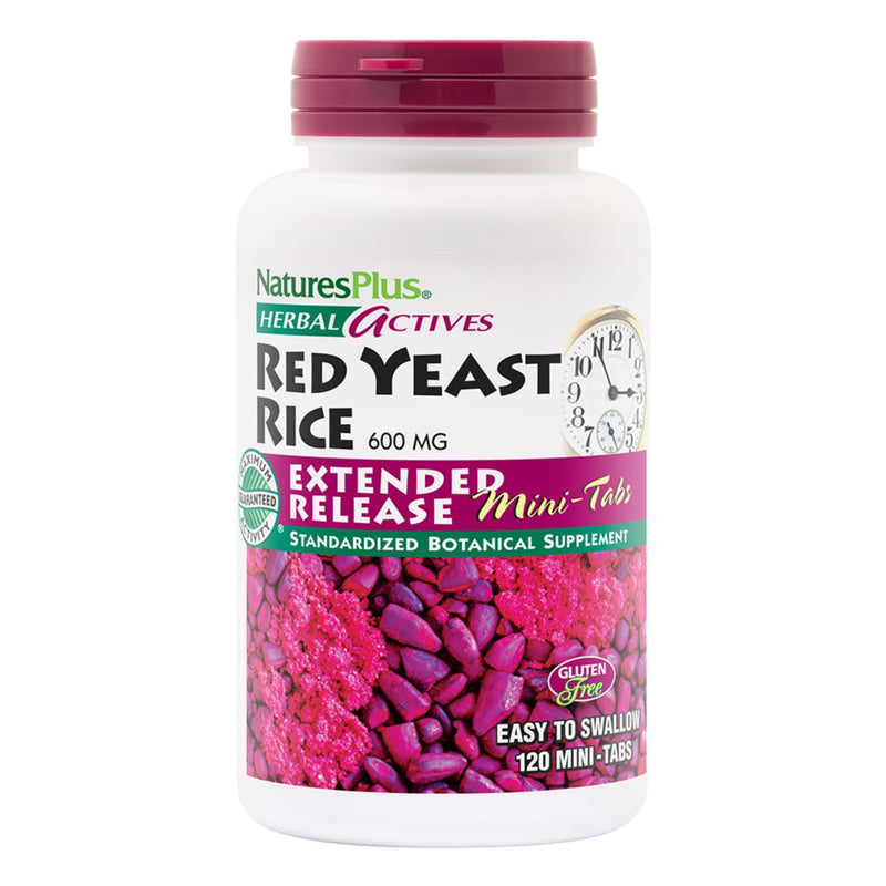 [Australia] - Natures Plus Herbal Actives Red Yeast Rice, Extended Release - 600mg, 120 Mini Tablets - Herbal Supplement, Cholesterol Support - Vegan, Vegetarian, Gluten-Free - 60 Servings 120 Count (Pack of 1) 