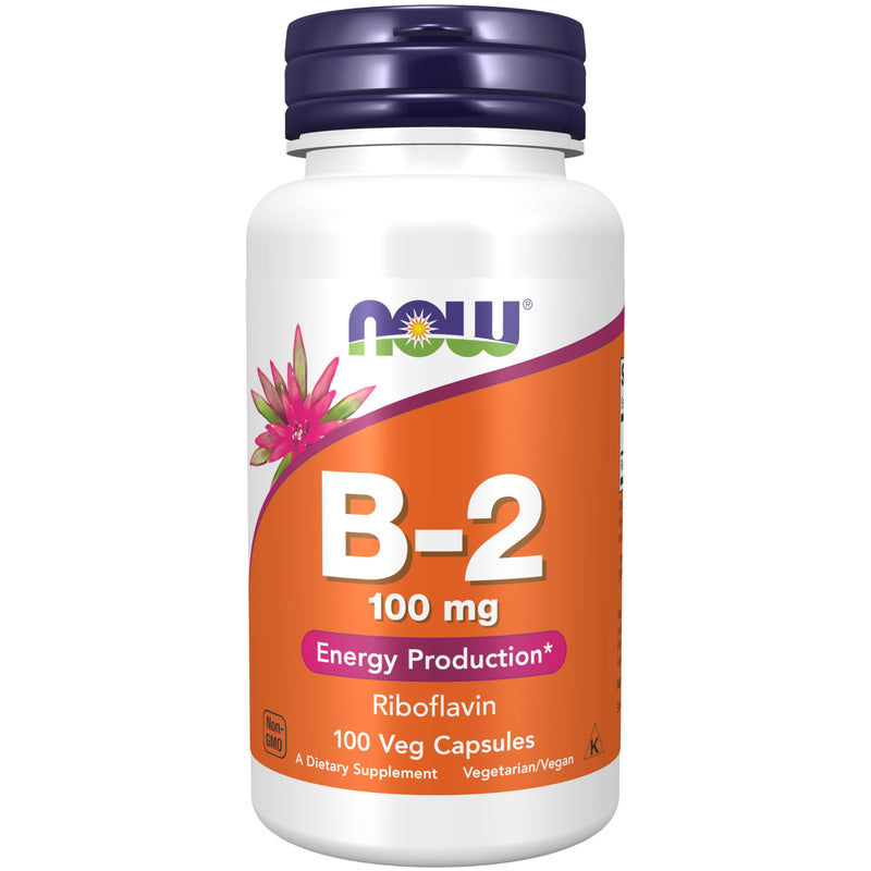 NOW Supplements, Vitamin B-2 (Riboflavin) 100 mg, Energy Production*, 100 Veg Capsules 100 Count (Pack of 1)