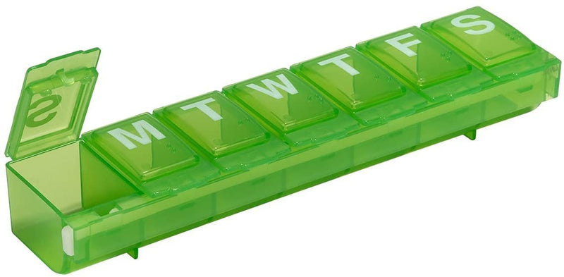 EZY DOSE Weekly (7-Day) Daily Pill Container, Medicine Planner, Vitamin Organizer, Large Locking Compartments Secure Prescription Medication and Prevent Accidental Spilling, Color May Vary, BPA Free Large 6" x 1.375" x 1"