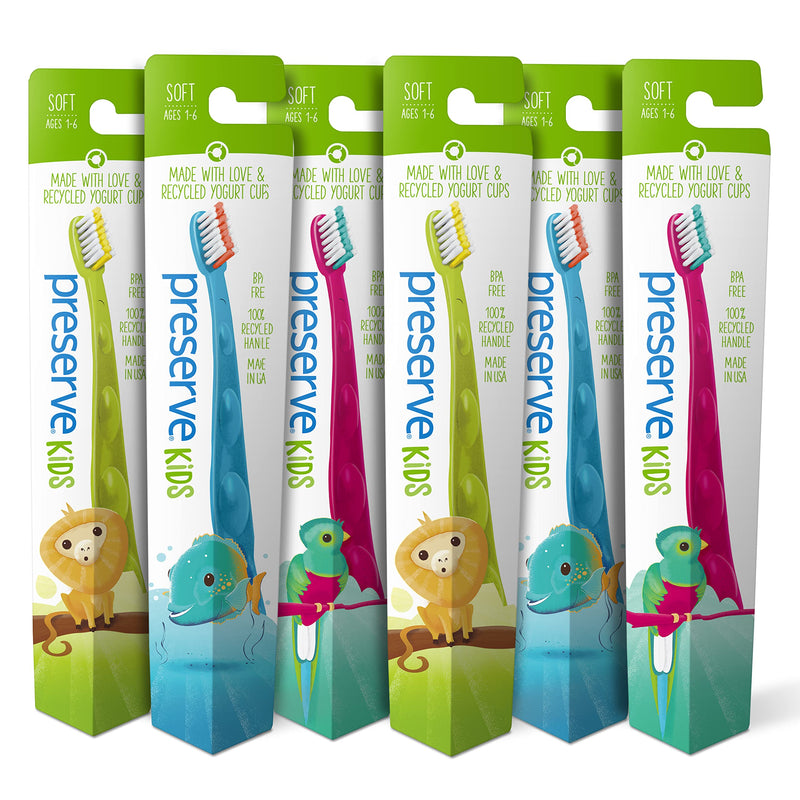 [Australia] - Preserve Kids Toothbrush, Soft Bristles, (Pack of 6) 
