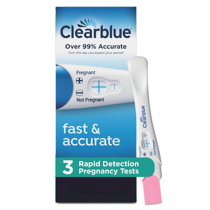 Clearblue Rapid Detection Pregnancy Test, Home Pregnancy Kit, 3 Count 3 Count (Pack of 1)