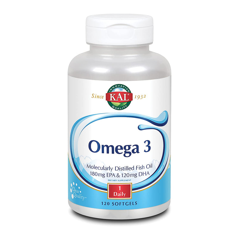 KAL 450/300 Molecularly Distilled Fish Oil Softgels - 1280 mg of Omega 3, Natural Omega 3 Supplement for Men & Women, Non GMO, Lemon Flavored - 120 Count | 1280 mg of Omega 3, Natural Omega 3 Supplement for Men & Women, Non GMO, Lemon Flavored