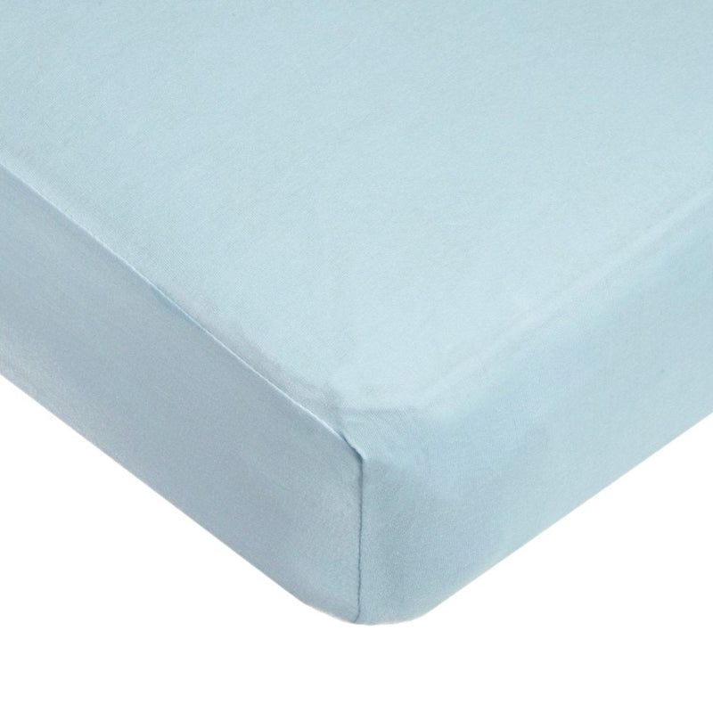 [Australia] - American Baby Company Fitted Crib Sheet 28" x 52", Soft Breathable Neutral 100% Cotton Jersey Sheet, Blue, for Boys and Girls, Fits Crib and Toddler Bed mattresses 1 Pack 