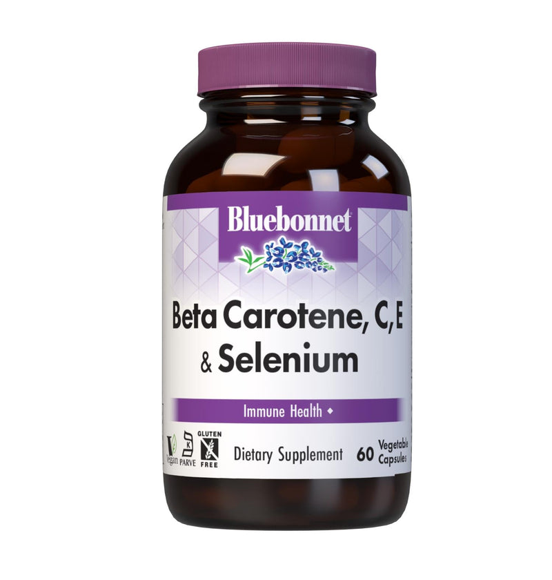 Bluebonnet Beta Carotene C and E Plus Selenium Vegetarian Capsules, 60 Count | Immune Health; Vegan, Kosher Certified, Gluten-Free, Dairy-Free 60 Count (Pack of 1)