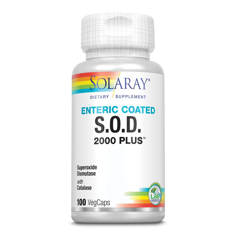 SOLARAY S.O.D. 2000 Plus, 100 VegCaps | Antioxidant & Cellular Wellness Support, SOD, Catalase & Herbal Blend, Enteric Coated, 100 Servings, Lab Verified