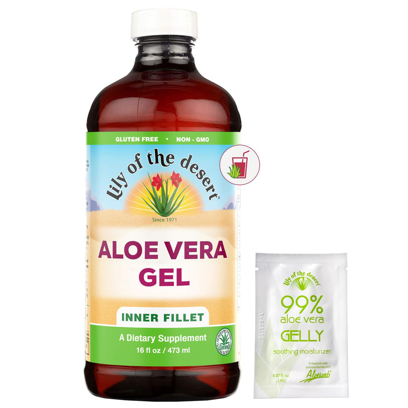 [Australia] - Lily of The Desert Aloe Vera Gel - Inner Fillet Filtered Aloe Vera Drink, Thicker Consistency,Digestive Enzymes for Gut Health, Stomach Relief, Wellness Glowing Skin 16 Fl Oz Gelly Sachet Included. 