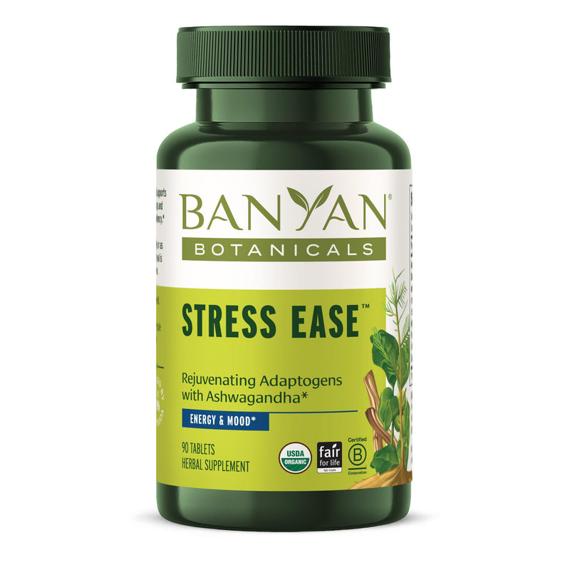 [Australia] - Banyan Botanicals Stress Ease – Organic Herbal Supplement for Stress & Fatigue* – with Ayurvedic Adaptogen Ashwagandha (Withania somnifera) Root – 90 Tablets – Non-GMO Sustainably Sourced Vegan 