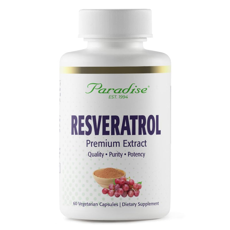 Paradise Herbs & Essentials Resveratrol Vegan Capsules, 60 Count | Vegetarian dietary supplement with non-GMO and gluten free formula, made with ultra pure, super potent ingredients Unflavored 60 Count (Pack of 1)