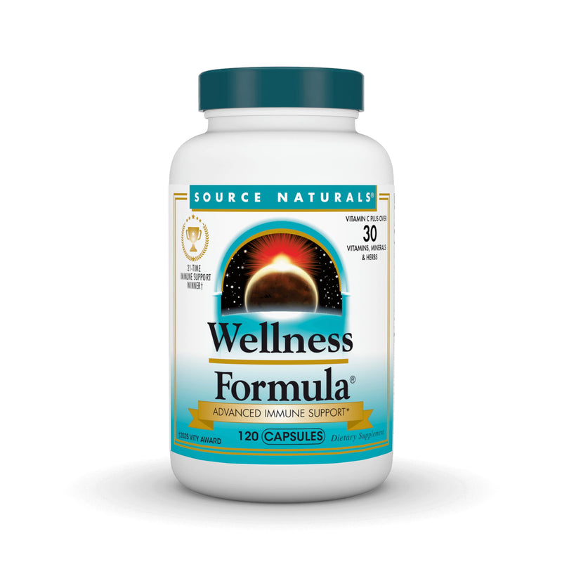 Source Naturals Wellness Formula, Advanced Immune Support - 120 Capsules | Bio-Aligned Vitamins & Herbal Defense with Vitamin C Plus 30 other Vitamins, Minerals & Herbs for Immune System Support Unflavored 120 Count (Pack of 1)