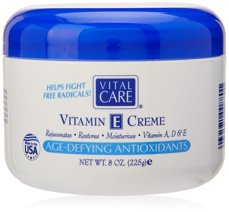 Vital Care Vitamin E Crème, (8 Fl. Oz), A Complete Skin Care with Age- Defying Antioxidants for Men and Women