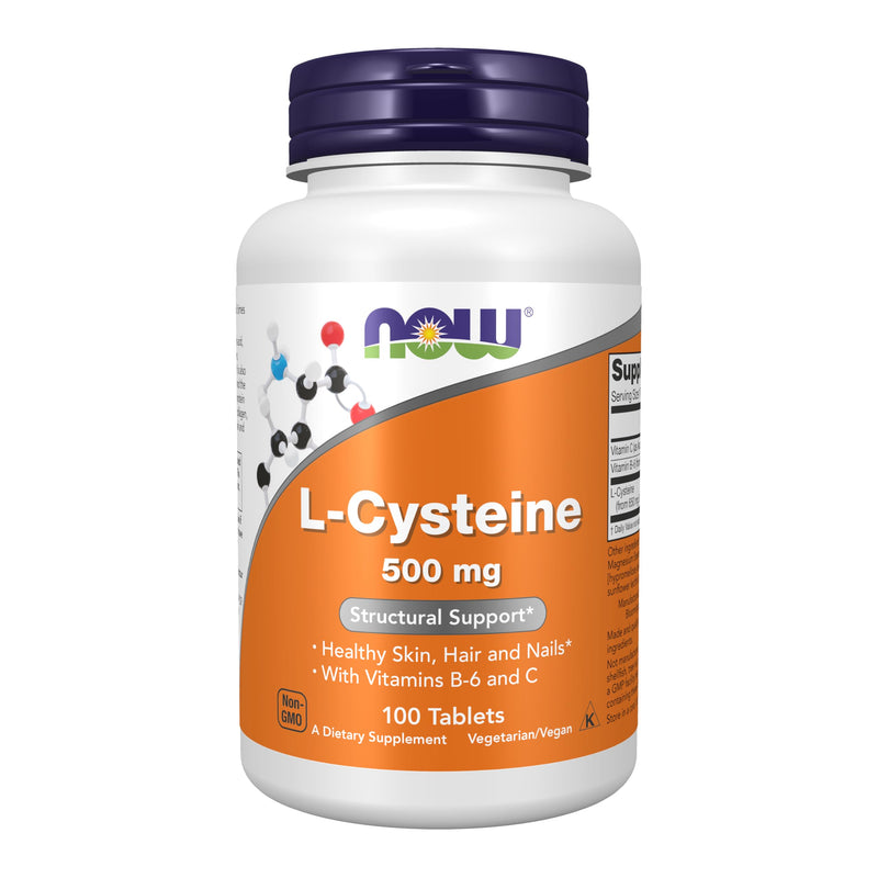 NOW Foods Supplements, L-Cysteine 500 mg with Vitamins B-6 and C, Structural Support*, 100 Tablets 100 Count (Pack of 1)