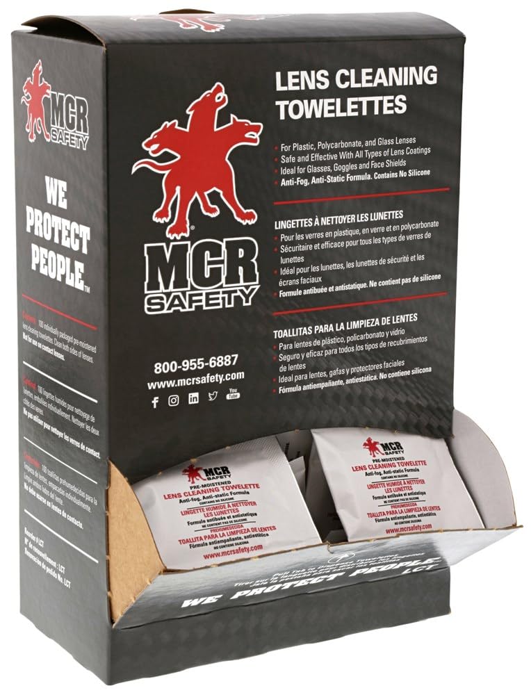 [Australia] - MCR Safety LCT Anti-Fog Anti-Static Lens Cleaning Towelette - 100 Wipes 