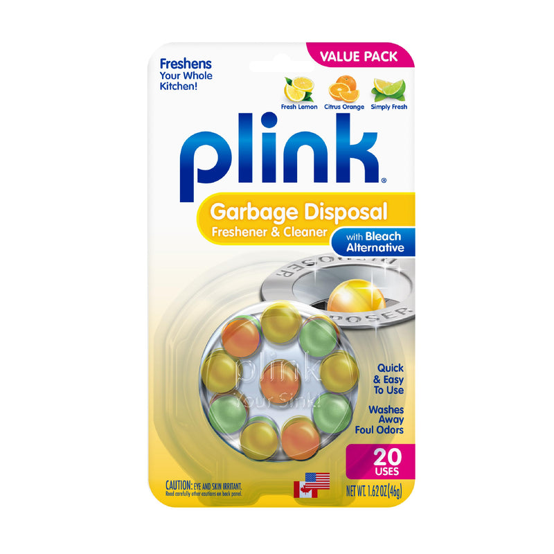 [Australia] - Plink Garbage Disposer Freshener and Cleaner, Sink Disposal Odor Eliminator, Quick and Easy-to-Use Capsules, Septic-Friendly, Citrus Scents, 20 Count Package 