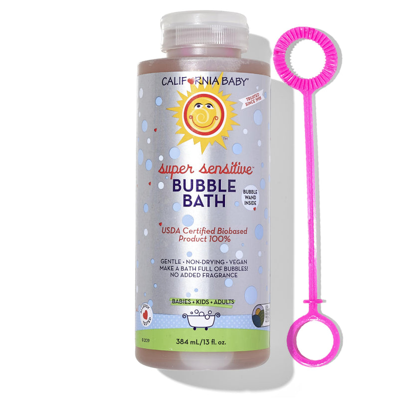 [Australia] - California Baby Super Sensitive Bubble Bath | No Added Fragrance | 100% Plant-Based Ingredients (USDA Certified) | Allergy Friendly | Babies, Adults & Kid Bubble Bath | Ideal for Sensitive Skin | Free Bubble Wand Included |13 Fl oz 