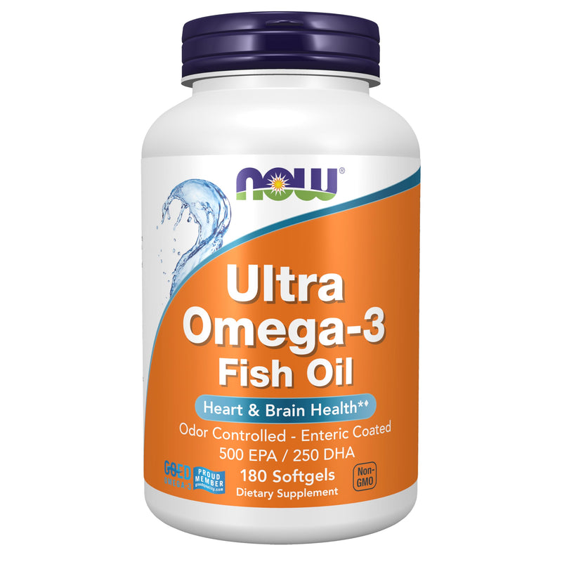 NOW Foods Supplements, Ultra Omega-3 Molecularly Distilled and Enteric Coated, 180 Softgels 180 Count (Pack of 1)