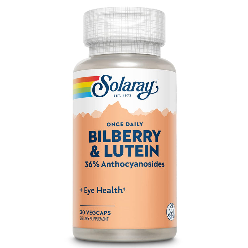 SOLARAY Bilberry & Lutein 160 mg, 30 VegCaps | Vision & Circulatory Health Support, Bilberry, Lutein & Zeaxanthin, 30 Servings, Lab Verified