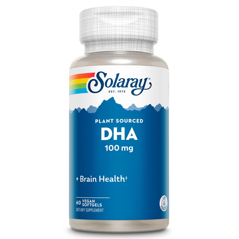 [Australia] - SOLARAY DHA Supplements 100 mg - D H A Omega 3 Fatty Acids for Wellness Support, Prenatal DHA Omega 3 Supplement - Plant Sourced from Algae Oil - 60-Day Guarantee, 60 Servings, 60 Vegan Softgels 
