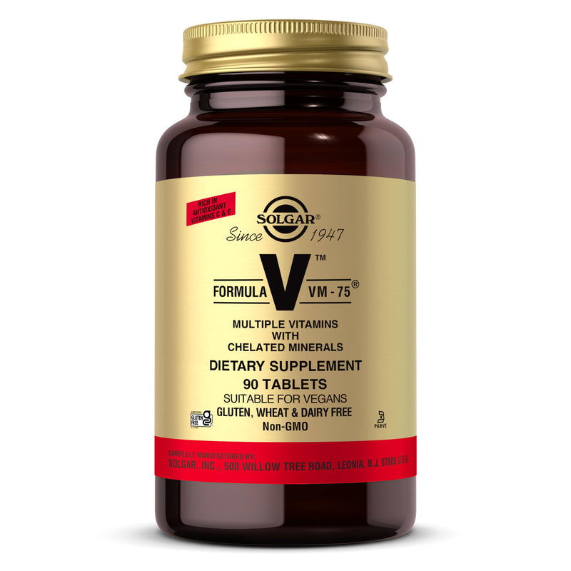 Solgar Formula VM-75, 90 Tablets - Vitamin A, B6, B12, C, D, E, Vegan | Multivitamin with Chelated Minerals - Biotin, Magnesium, Calcium, Iron, Zinc, Gluten Free, Dairy Free, Kosher - 90 Servings 90 Count (Pack of 1)