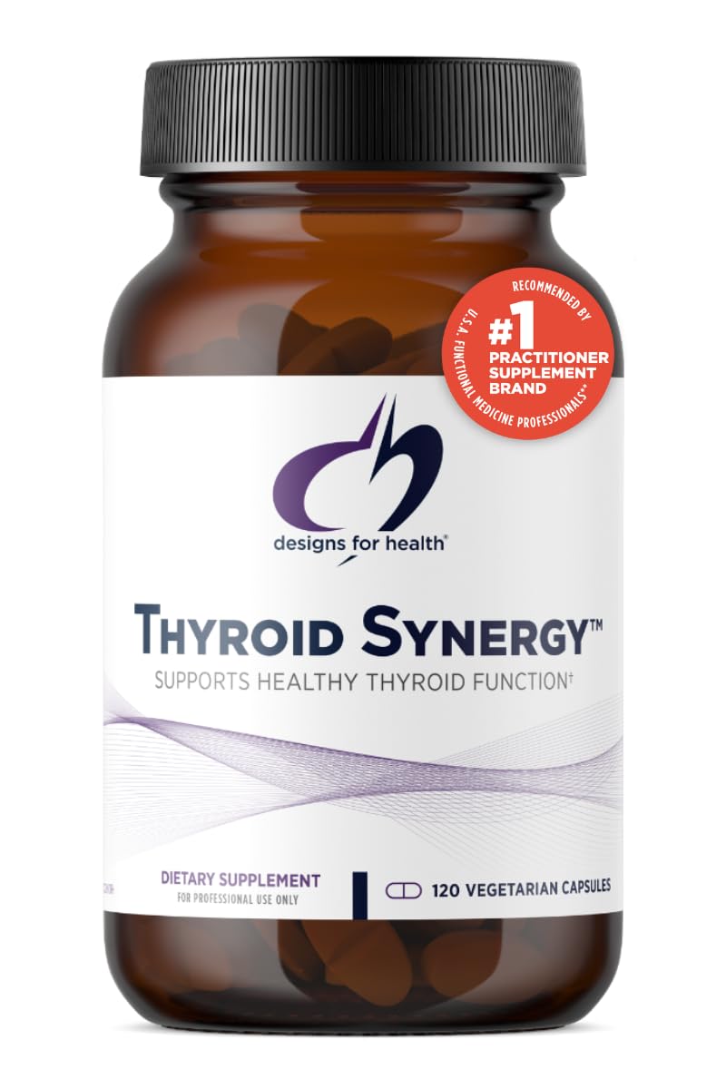 [Australia] - Designs for Health Thyroid Synergy - Thyroid Support Supplement with Iodine, American Ginseng, Selenium, Zinc + Manganese - Vegan Thyroid Vitamins, Gluten Free (120 Capsules) 