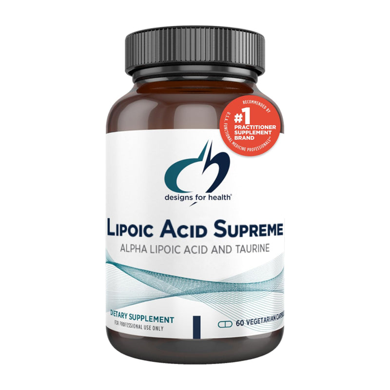[Australia] - Designs for Health Lipoic Acid Supreme - 300mg Alpha Lipoic Acid with Taurine - Vegan, Non-GMO ALA Supplement (60 Capsules) Standard Packaging 