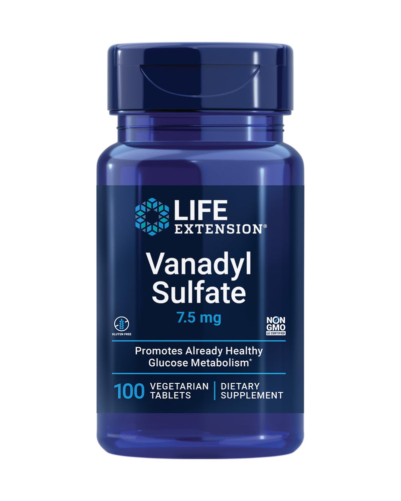 Life Extension Vanadyl Sulfate, Trace Mineral, Vanadium, Healthy glycemic Balance, Healthy Metabolism, Hormone Function, Gluten-Free, Non-GMO, Vegetarian – 100 Tablets