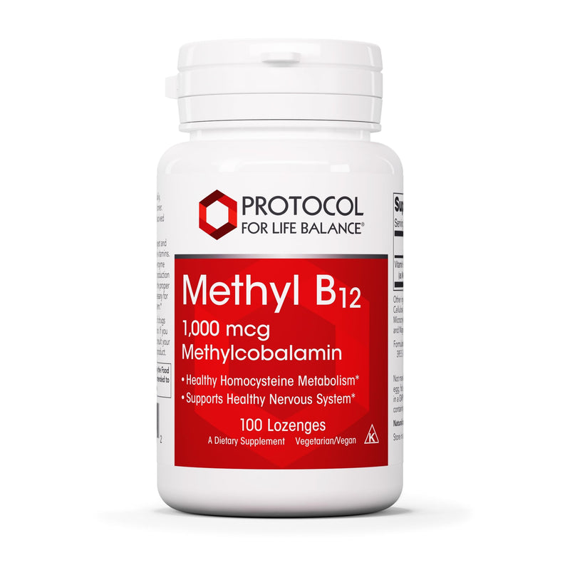 PROTOCOL FOR LIFE BALANCE Methyl B12 1,000 mcg, Brain Health*, 100 Lozenges | Vitamin B12 for Homocysteine Metabolism*, Support Brain Health and Health Nervous System*, Kosher, Halal, and Vegan 1 Count (Pack of 100)