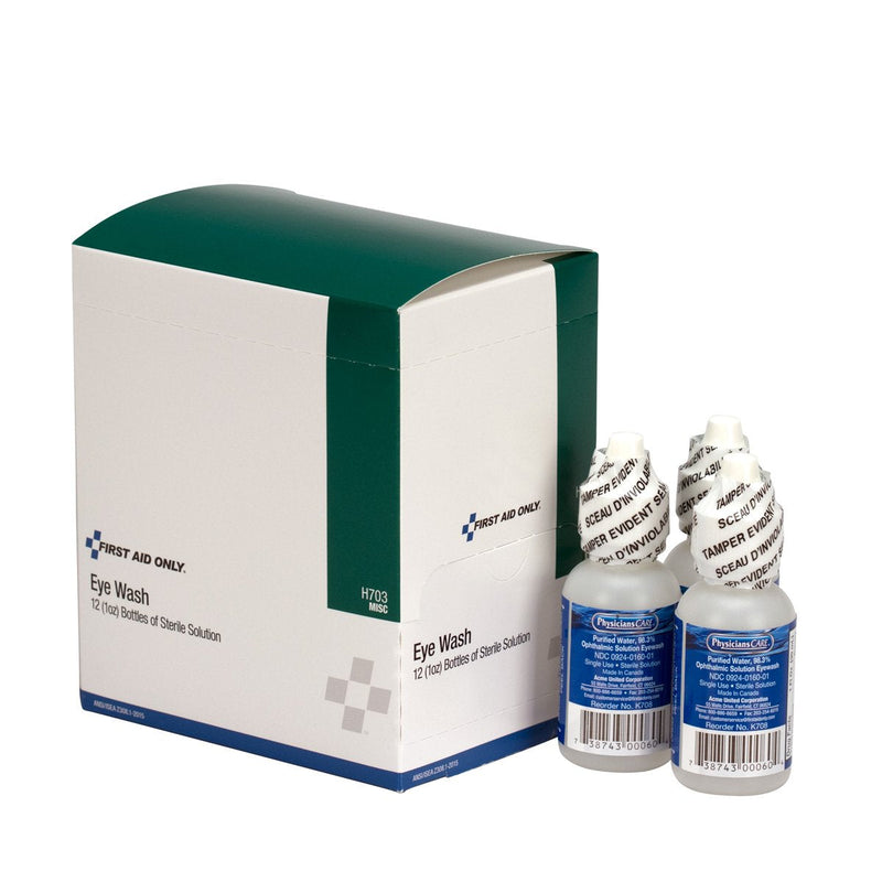[Australia] - First Aid Only PhysiciansCare Eye Wash Solution, Sterile Isotonic Buffered Solution for Flushing & Irrigating Eyes, 1-oz Bottle (12 Pack) First Aid Only 